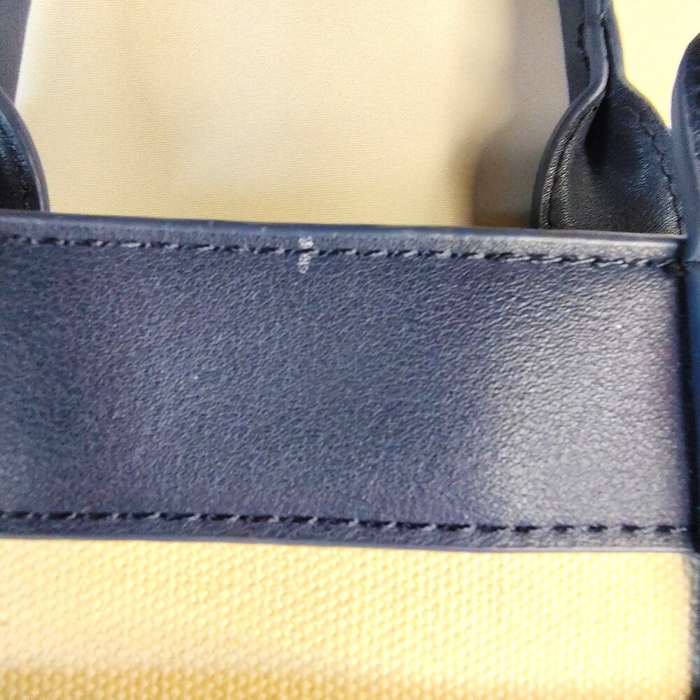 Miztique Striped Handbag Navy & Cream Dual Handles & Metal Feet NO STRAP INCLUDE - Picture 13 of 14